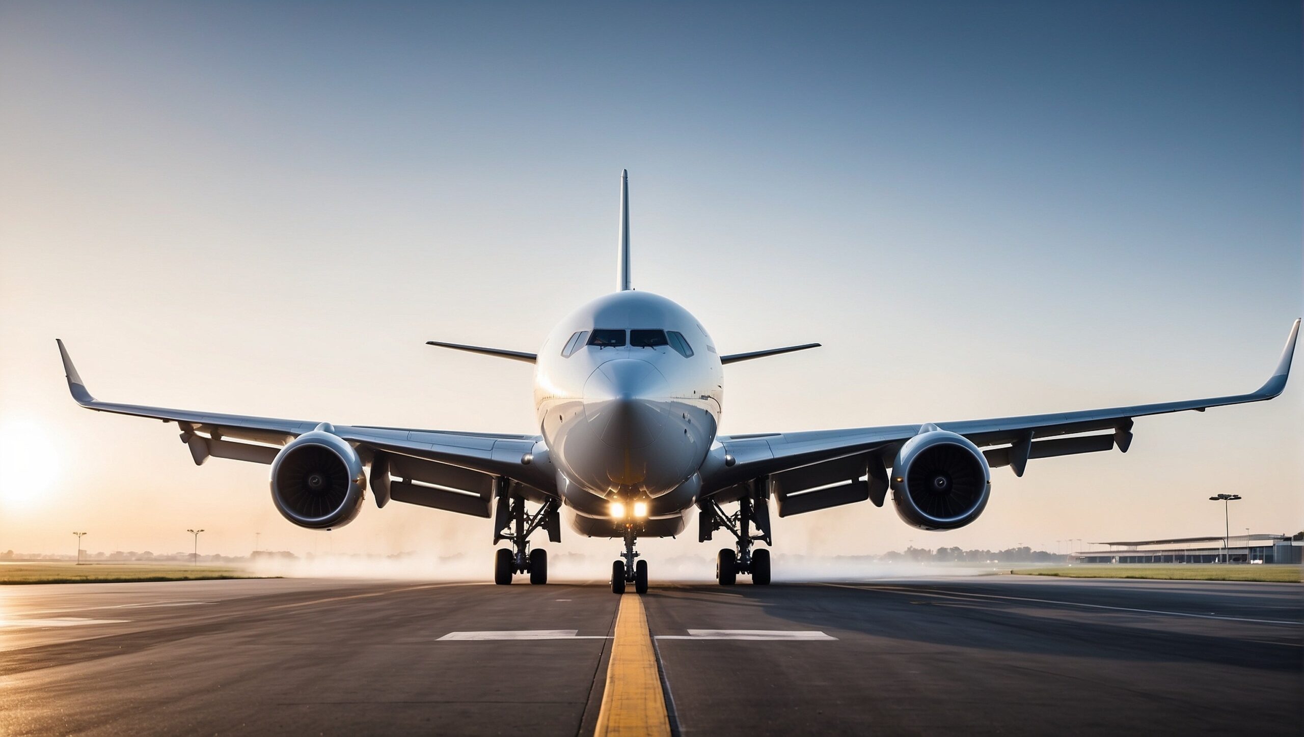 image of a commercial aircraft on a modern airport runway, symbolizing aviation infrastructure